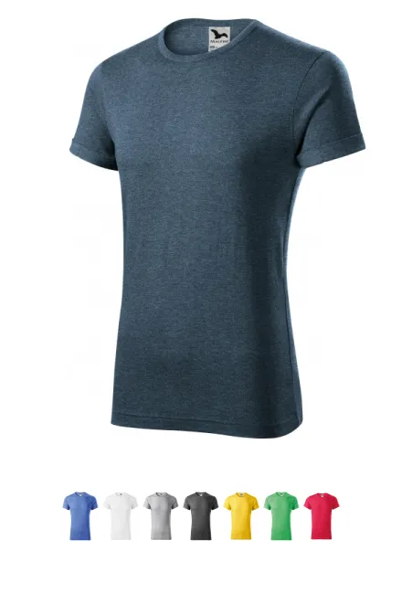 Ανδρικό μπλουζάκι με κυλιόμενα μανίκια, σκούρο τζιν μάρμαρο