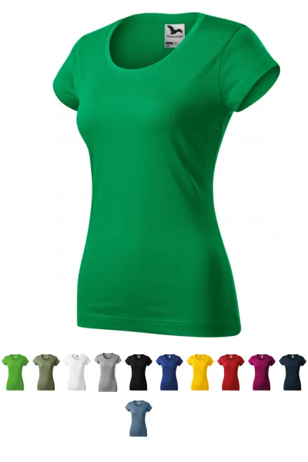 Γυναικεία μπλούζα με λεπτή εφαρμογή και στρογγυλή λαιμόκοψη, πράσινο γρασίδι