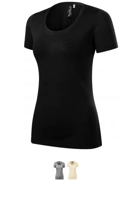 Γυναικείο μπλουζάκι από μαλλί Merino, μαύρος