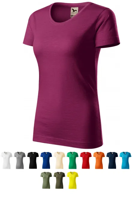 Γυναικείο μπλουζάκι, οργανικό βαμβάκι με υφή, φουξία