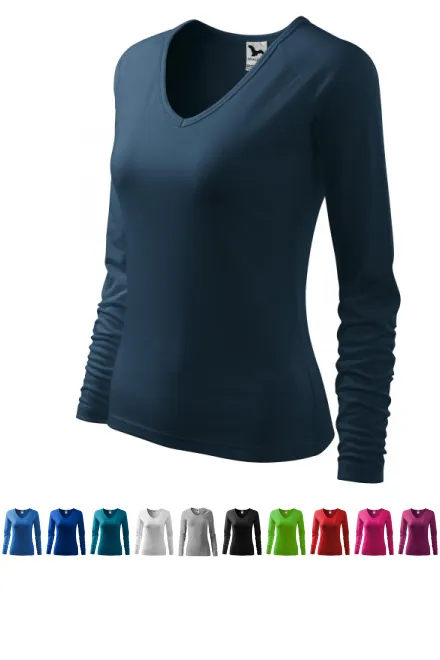 Γυναικείο μπλουζάκι που κλείνει, V-λαιμόκοψη, σκούρο μπλε
