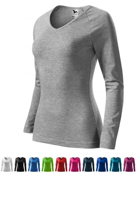 Γυναικείο μπλουζάκι που κλείνει, V-λαιμόκοψη, σκούρο γκρι μάρμαρο