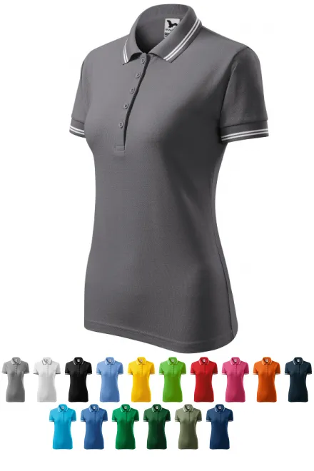 Γυναικείο πουκάμισο πόλο αντίθεσης, γκρι χάλυβα