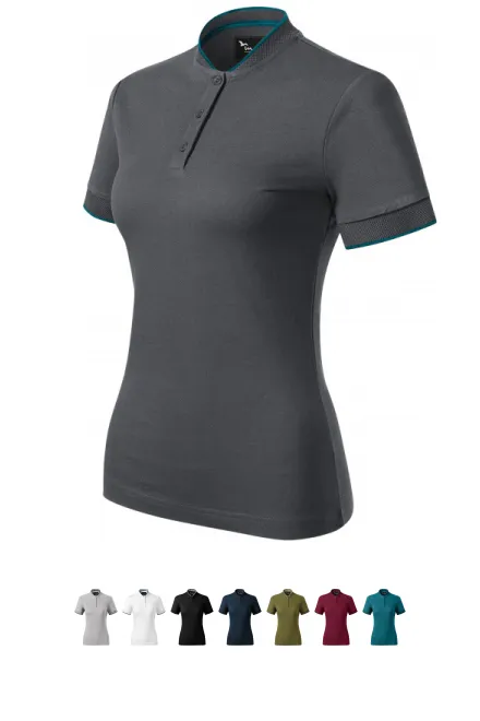 Γυναικείο πουκάμισο πόλο με γιακά bomber, ανοιχτό γκρι