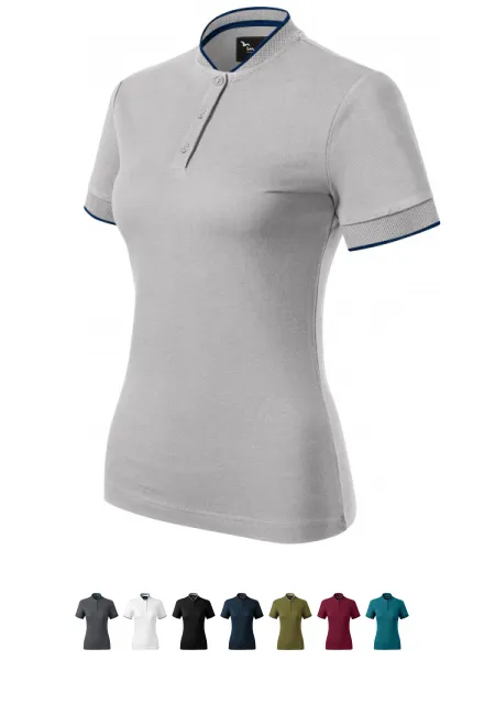 Γυναικείο πουκάμισο πόλο με γιακά bomber, ασημί γκρι