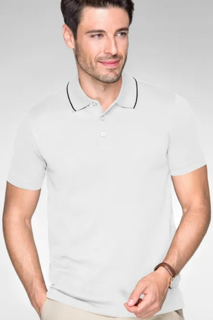 Ανδρικό κομψό πουκάμισο πόλο, λευκό
