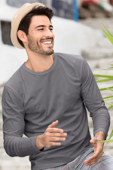 Ανδρικό μακρυμάνικο μπλουζάκι, γκρι χάλυβα