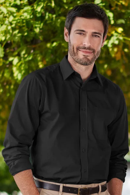 Ανδρικό πουκάμισο με μακριά μανίκια, μαύρος