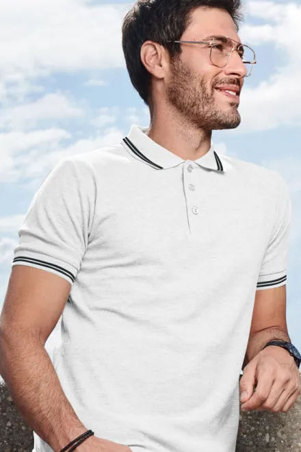 Ανδρικό πουκάμισο πόλο αντίθεσης, λευκό