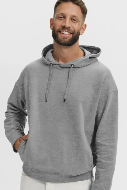 Άνετο ανδρικό φούτερ με κουκούλα, σκούρο γκρι μάρμαρο