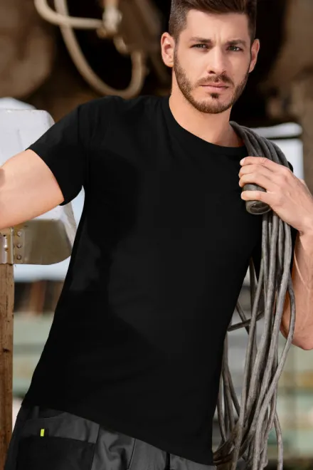 Ανθεκτικό ανδρικό μπλουζάκι βαρύτερο, μαύρος