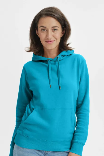 Γυναικεία μπλούζα με κουκούλα χωρίς φερμουάρ, τουρκουάζ