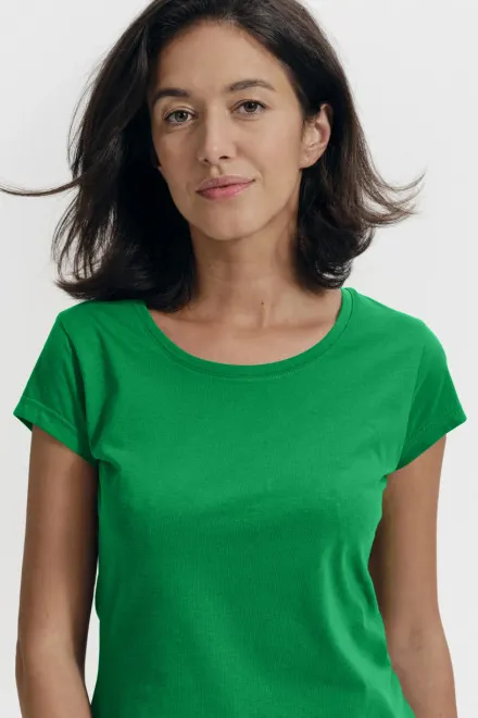 Γυναικεία μπλούζα με λεπτή εφαρμογή και στρογγυλή λαιμόκοψη, πράσινο γρασίδι