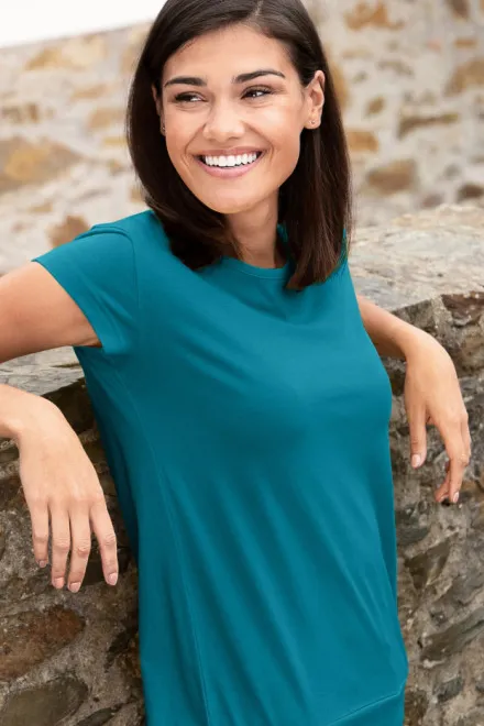 Γυναικείο μοντέρνο μπλουζάκι, σκούρο τιρκουάζ