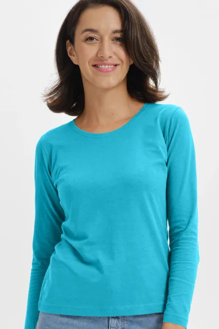 Γυναικείο μπλουζάκι με μακριά μανίκια, τουρκουάζ